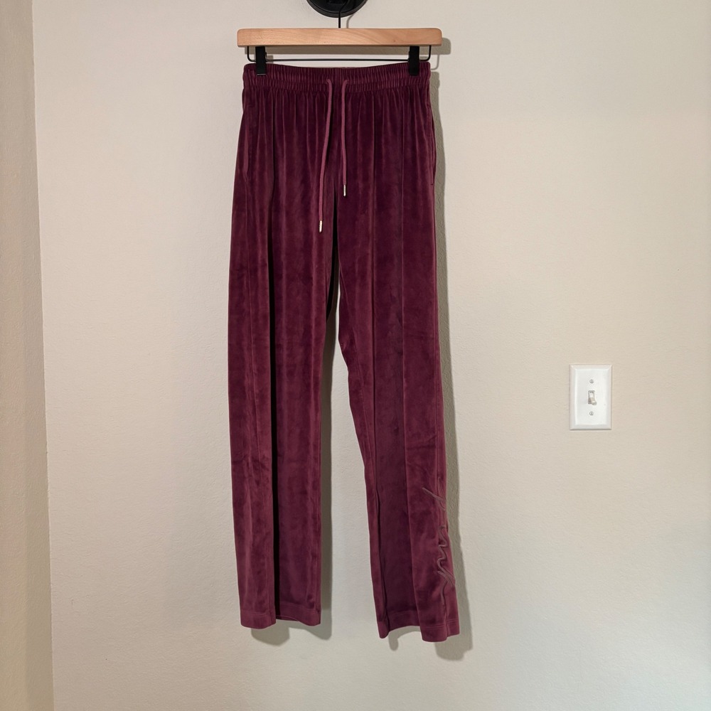 PINK Victoria's Secret Sweatpants Velour XS Straight Leg Burgundy Y2K Loungewear